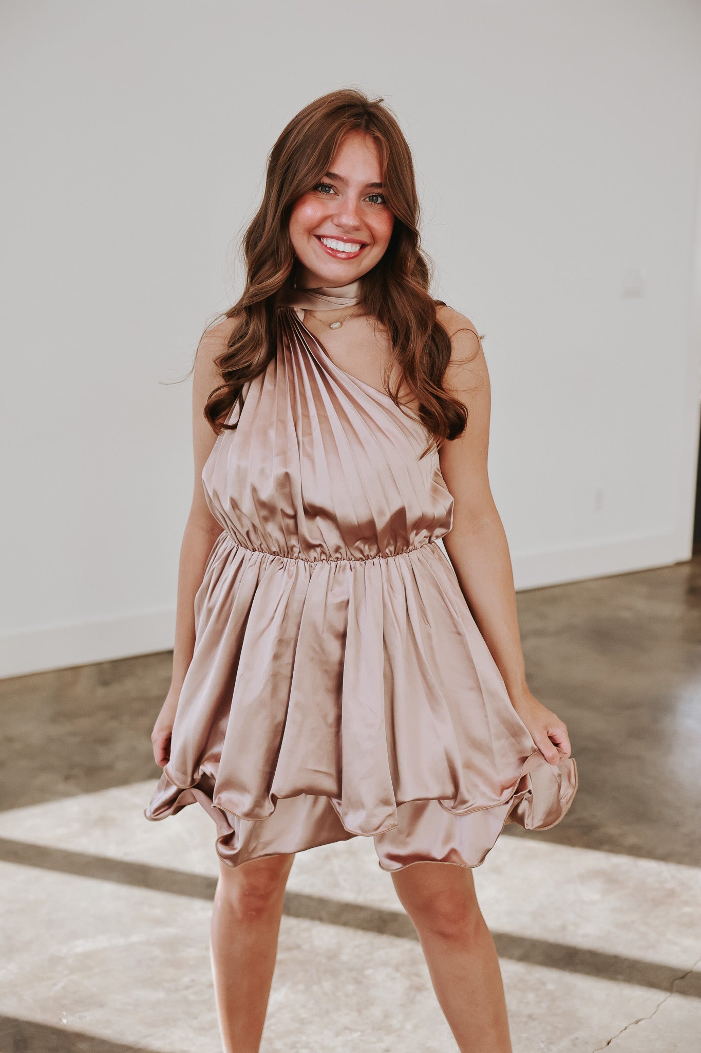 mocha cocktail dress Sample Mocha Mikenna Metallic Dress