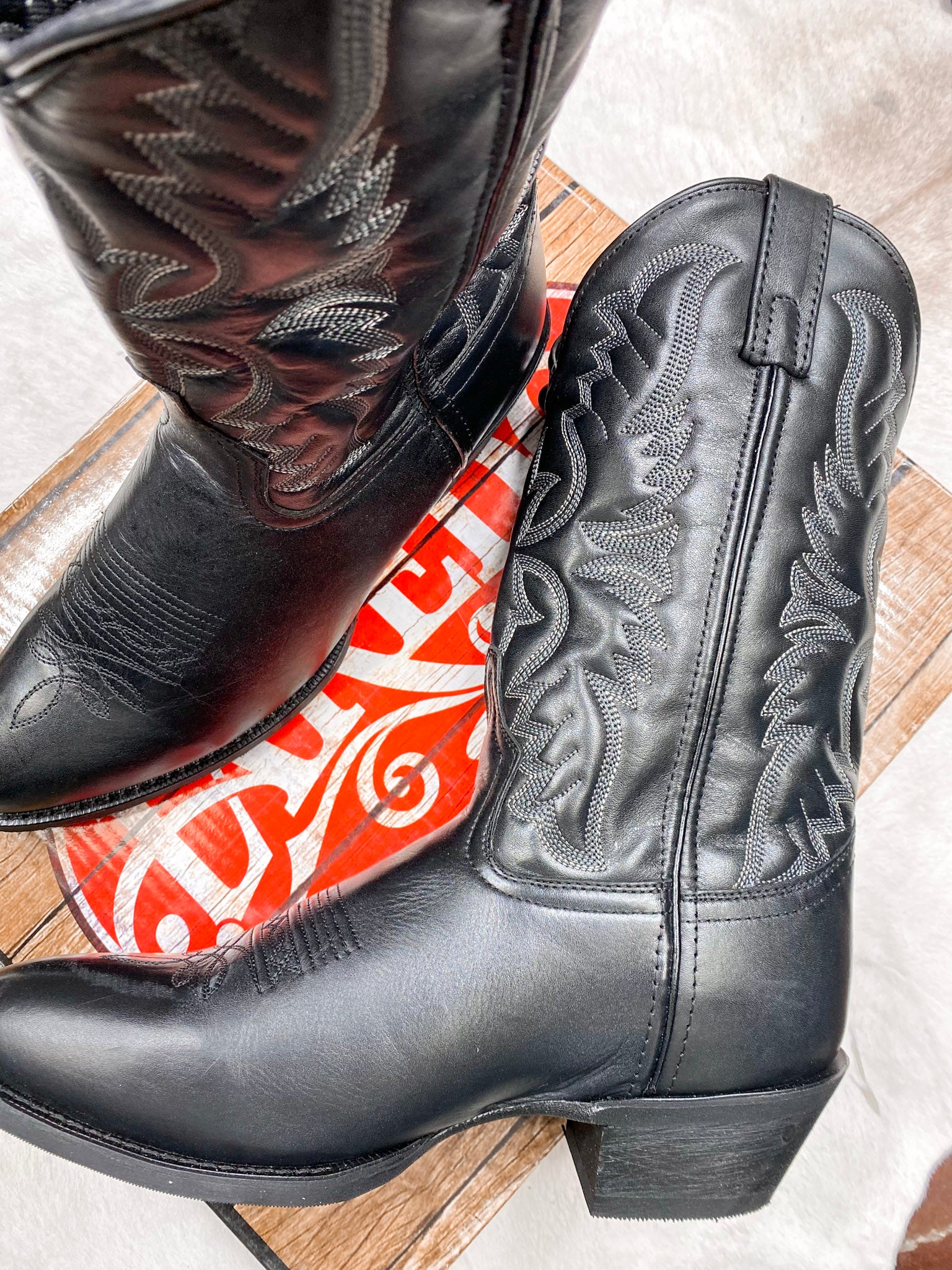 Laredo Black Leather Boots Laredo Mens McComb Western Boots 10EE Black– HorseLoverZ main image 2