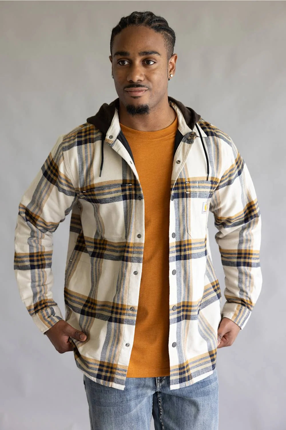 Carhartt | Hamilton Plaid Shirt Jacket in Cobblestone