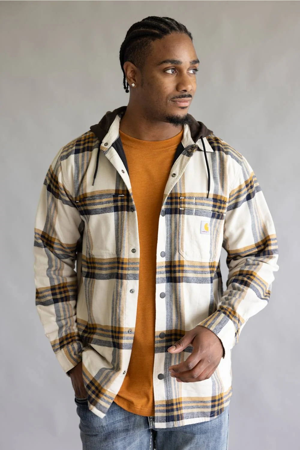 Carhartt | Hamilton Plaid Shirt Jacket in Cobblestone