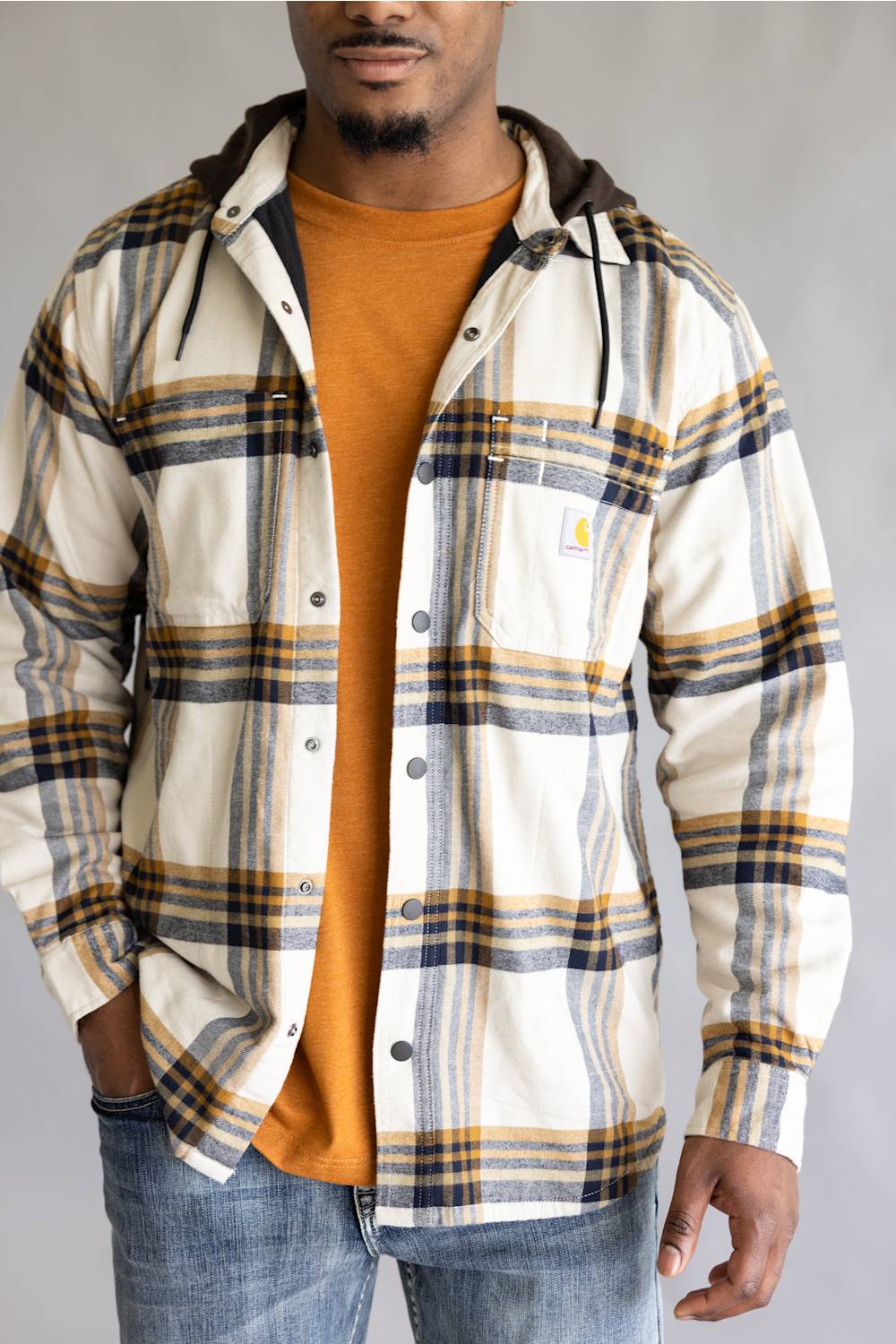 Carhartt | Hamilton Plaid Shirt Jacket in Cobblestone