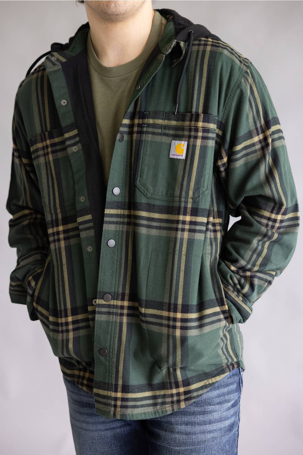 Carhartt | Hamilton Plaid Shirt Jacket in Forestry Green Plaid