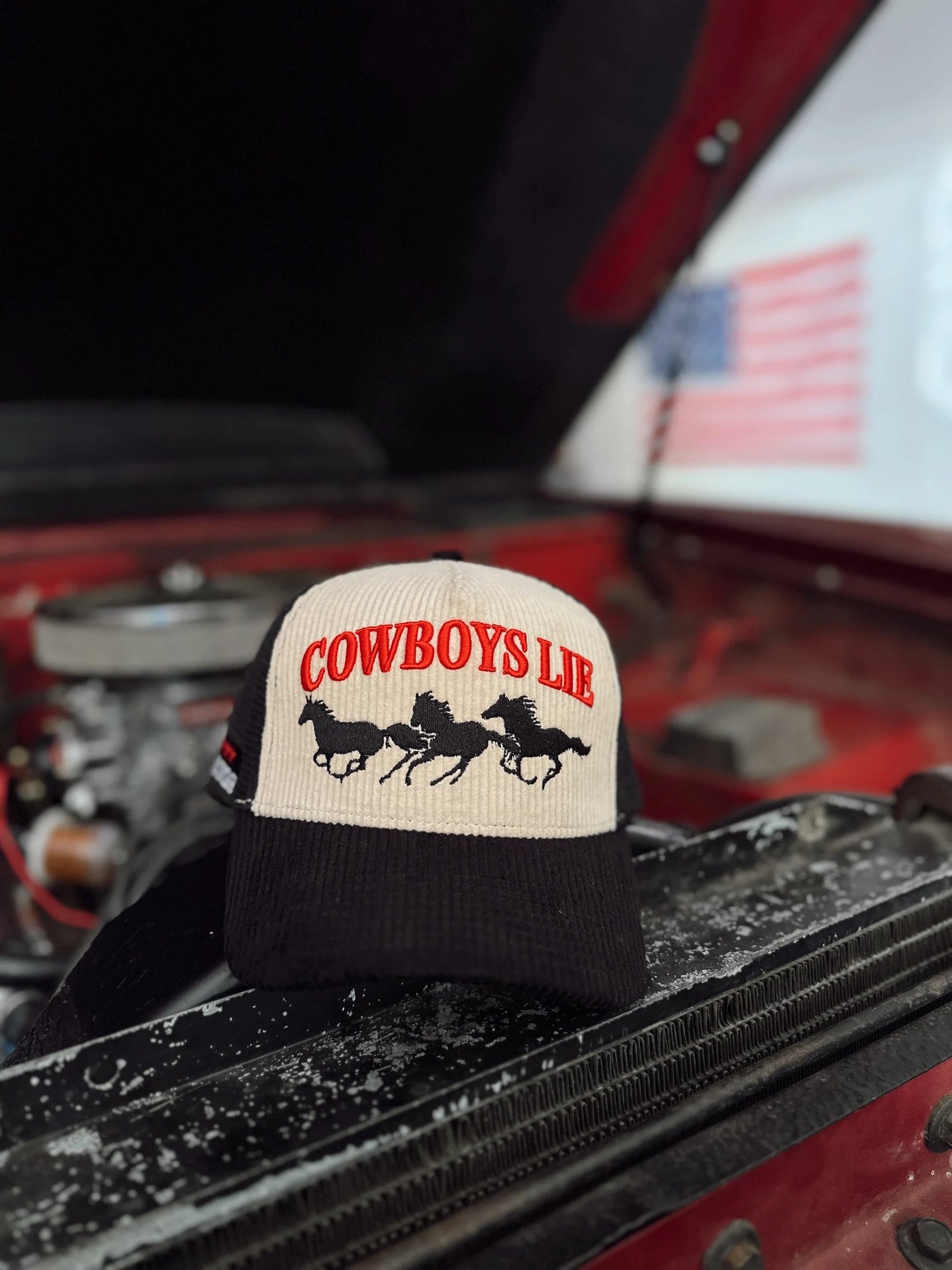 Cowboys Lie Mustang Trucker Hat