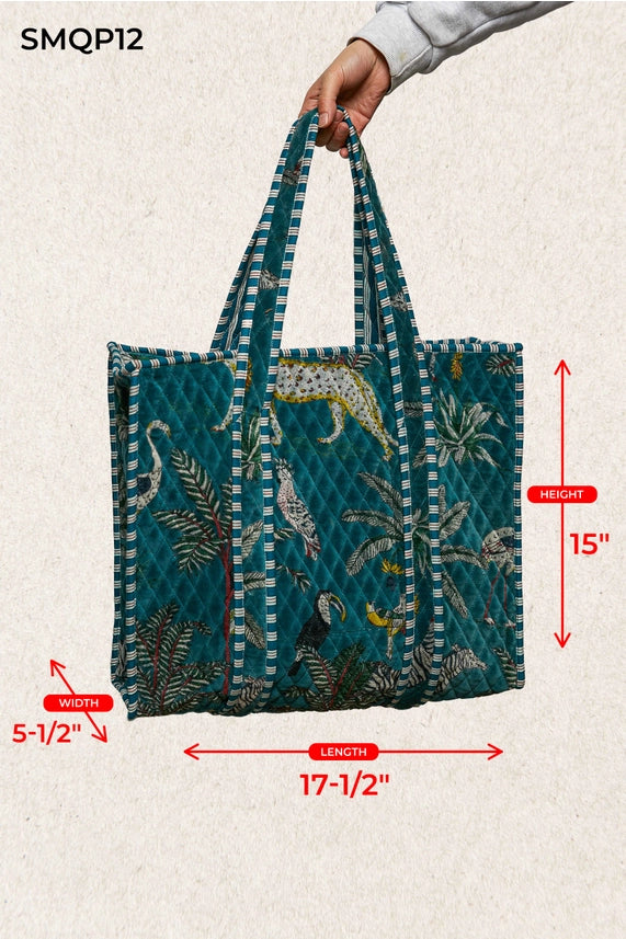 Quilted Large Everyday Tote in Green