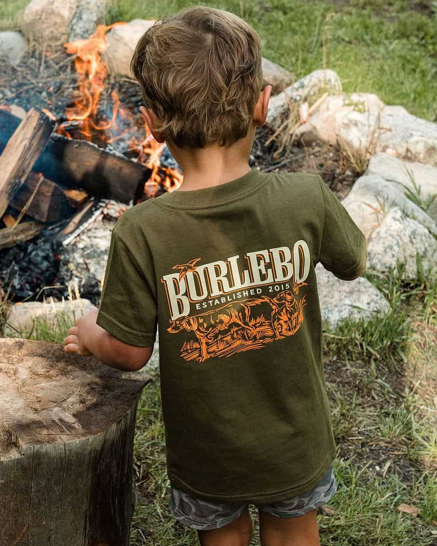 Burlebo Toddler & Youth Hunting Dogs T-Shirt in Hunter Green