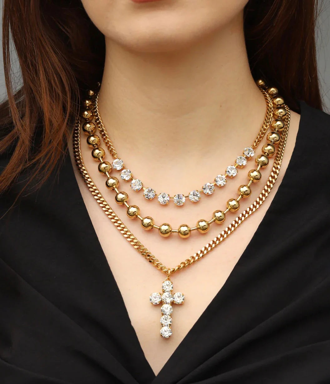 Cross Necklace In Clear