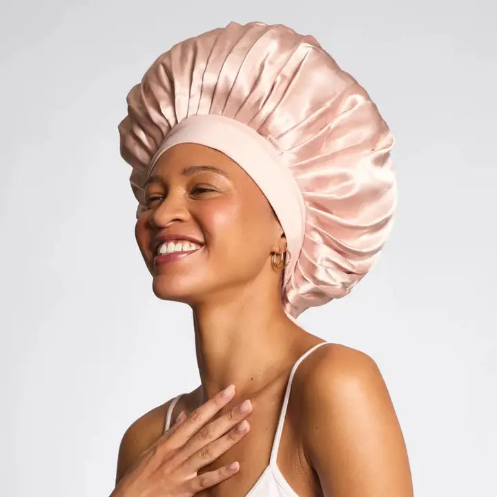 Kitsch Adjustable Oversized Satin Bonnet- Blush