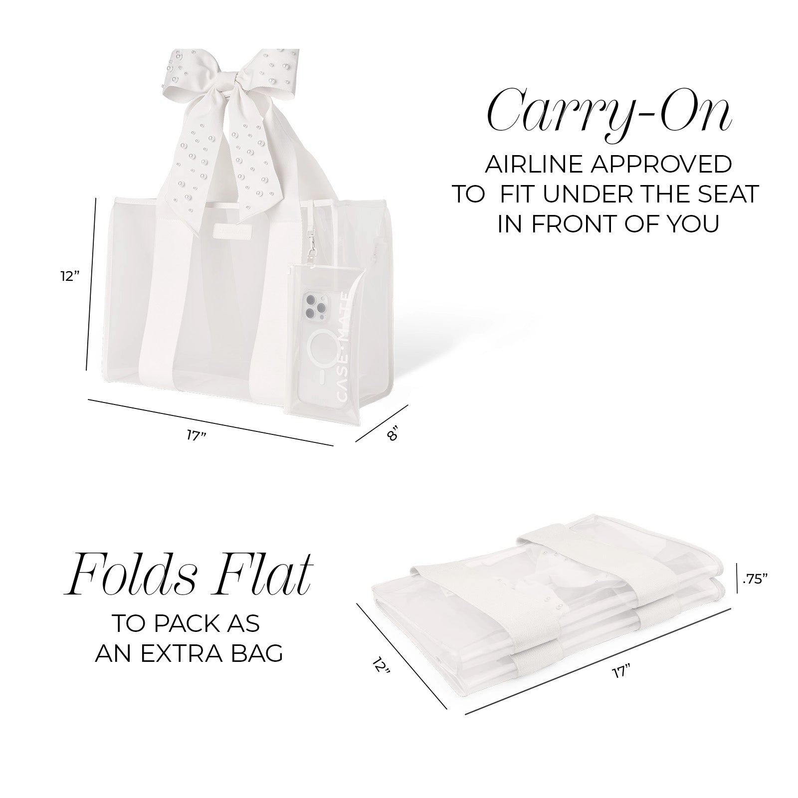 Case-Mate Bow Jelly Tote Bag - Ivory Pearl
