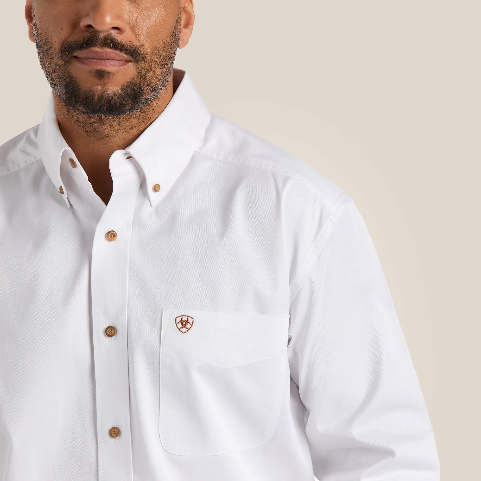 Men's Ariat Solid Twill Classic Fit Shirt in White