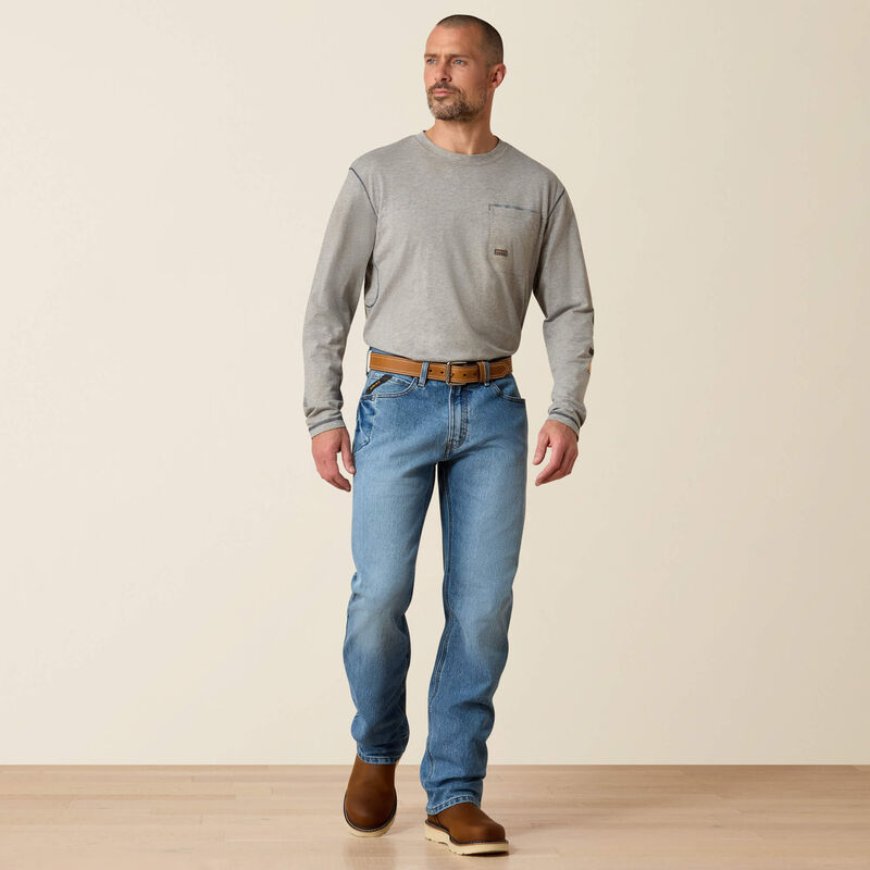 Ariat | Men's Rebar M4 Relaxed DuraStretch Boot Cut Jeans - Blue Haze