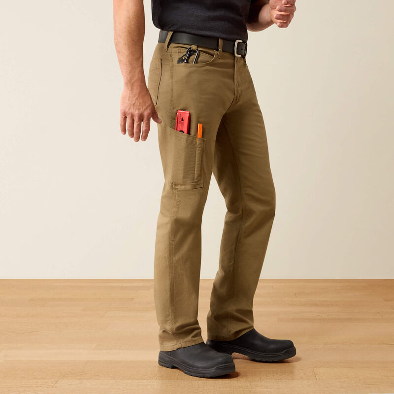 PANTALÓN RECTO APILABLE ARIAT REBAR M4 RELAXED DURASTRETCH HECHO RESISTENTE EN CAQUI