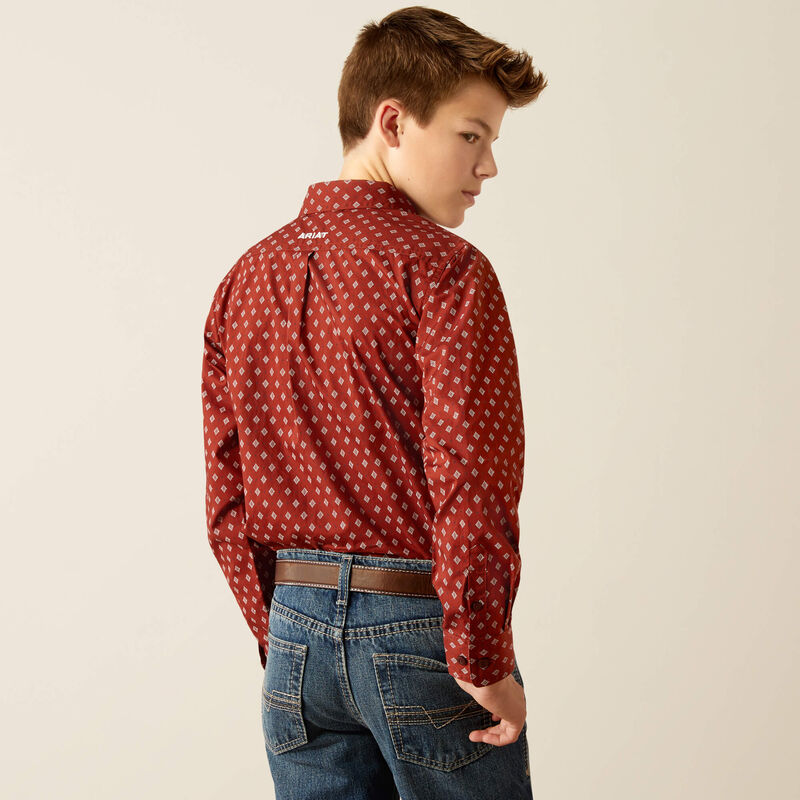 Boy's Ariat Pax Classic Fit Shirt -  Burgundy