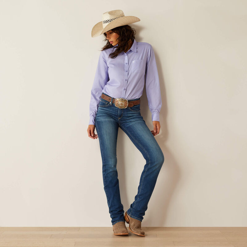 Women's Ariat Kirby Pro Shirt in Sweet Lavender Stripe