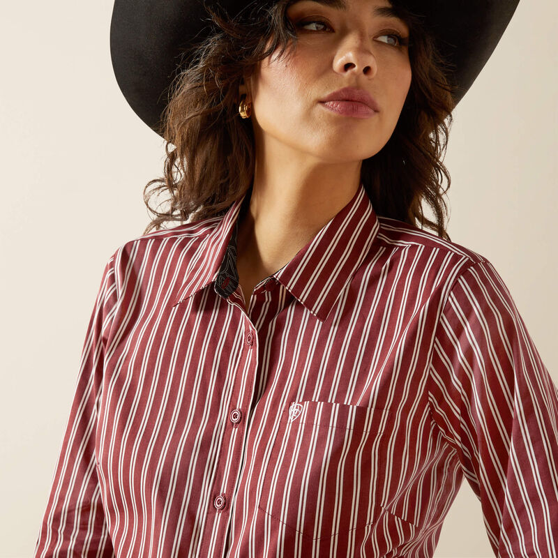 Women's Ariat Kirby Stretch Shirt in Striped Cabernet