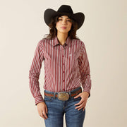 Women's Ariat Kirby Stretch Shirt in Striped Cabernet