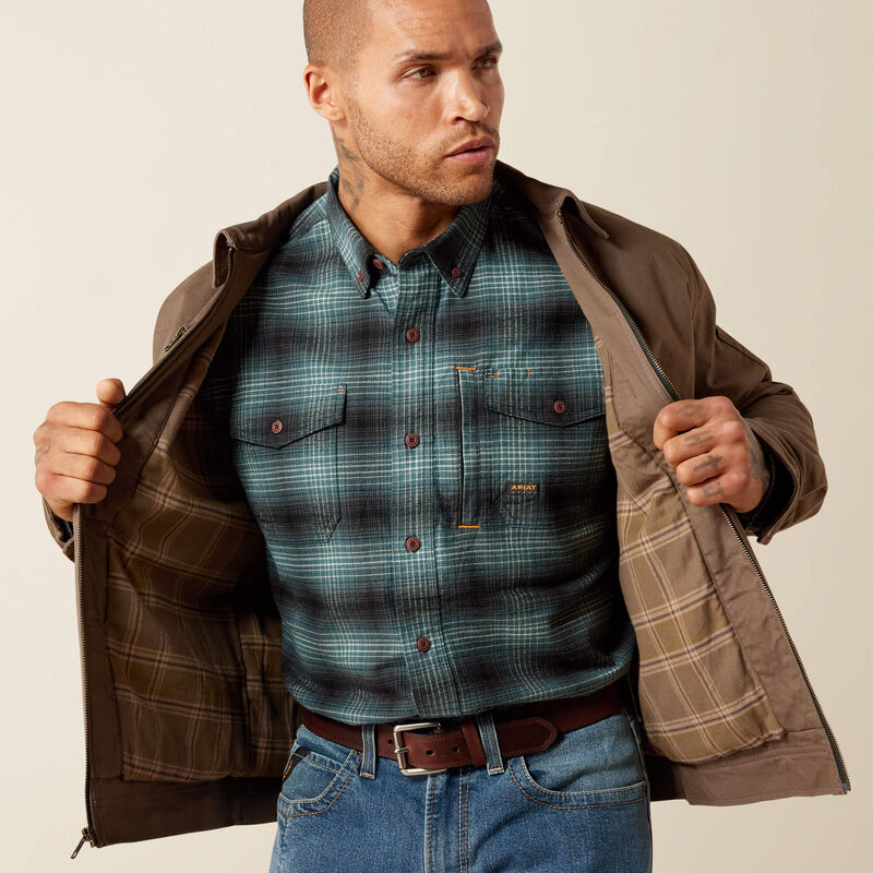 Ariat | Men's Rebar Made Tough Flannel Lined Shop Jacket