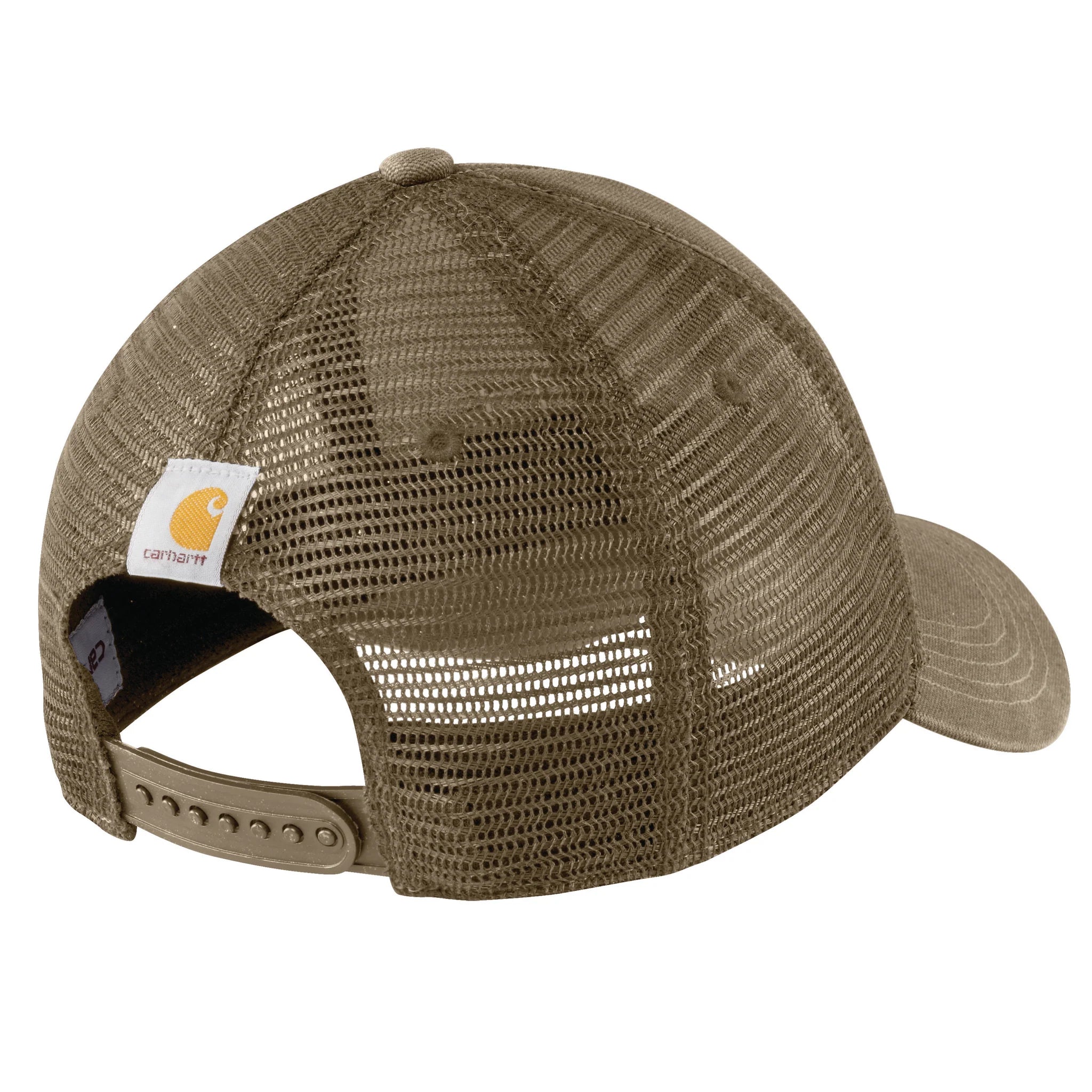 CARHARTT CANVAS MESH BACK LOGO GRAPHIC CAP IN LIGHT BROWN
