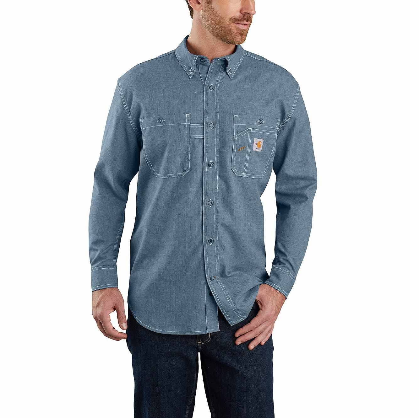 Men's Carhartt FR Force Loose Fit Lightweight Shirt in Steel Blue