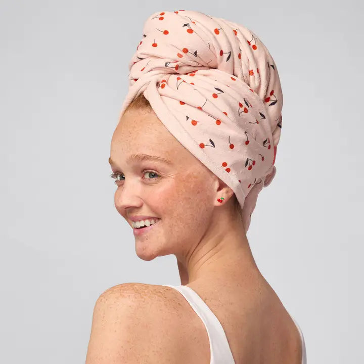 Kitsch Xl Hair Towel Wrap - Cherry Print