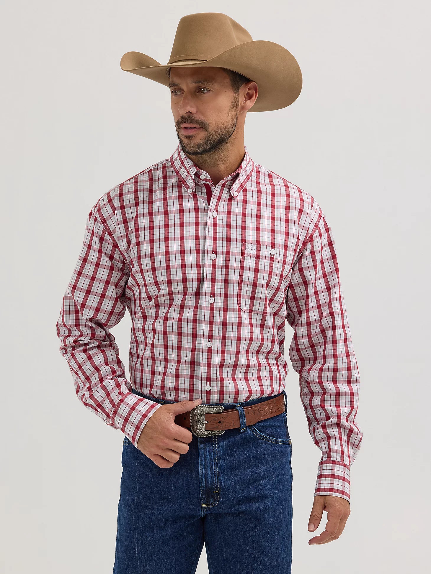 Men's Wrangler George Strait Long Sleeve Button Down One Pocket Shirt