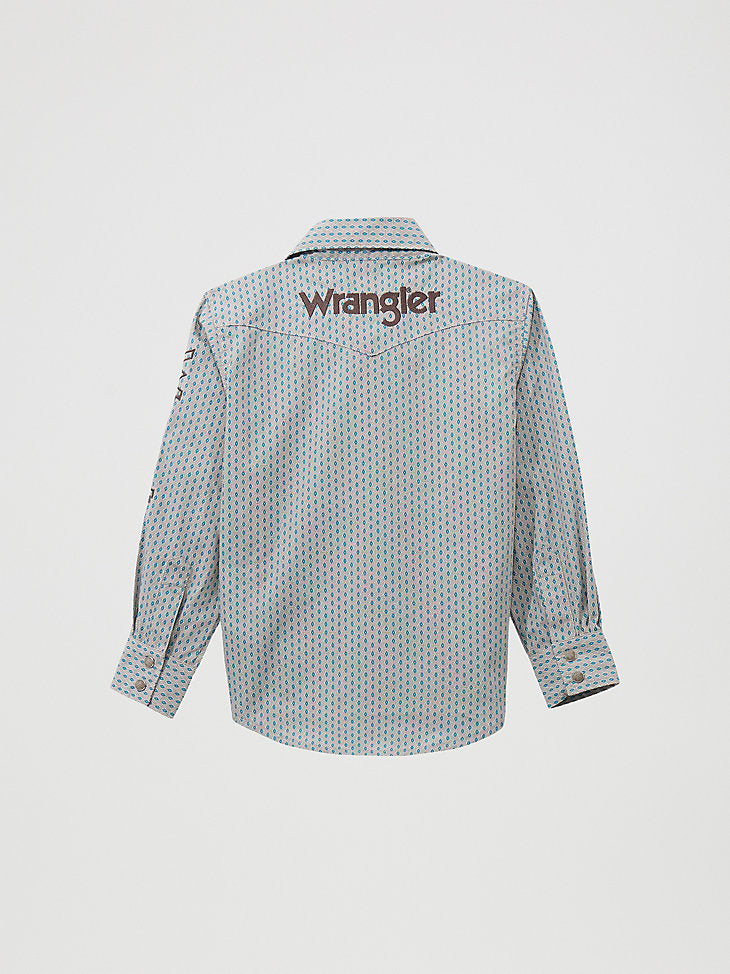 Boy's Wrangler Logo Long Sleeve Western Snap Shirt