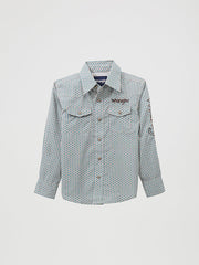 Boy's Wrangler Logo Long Sleeve Western Snap Shirt