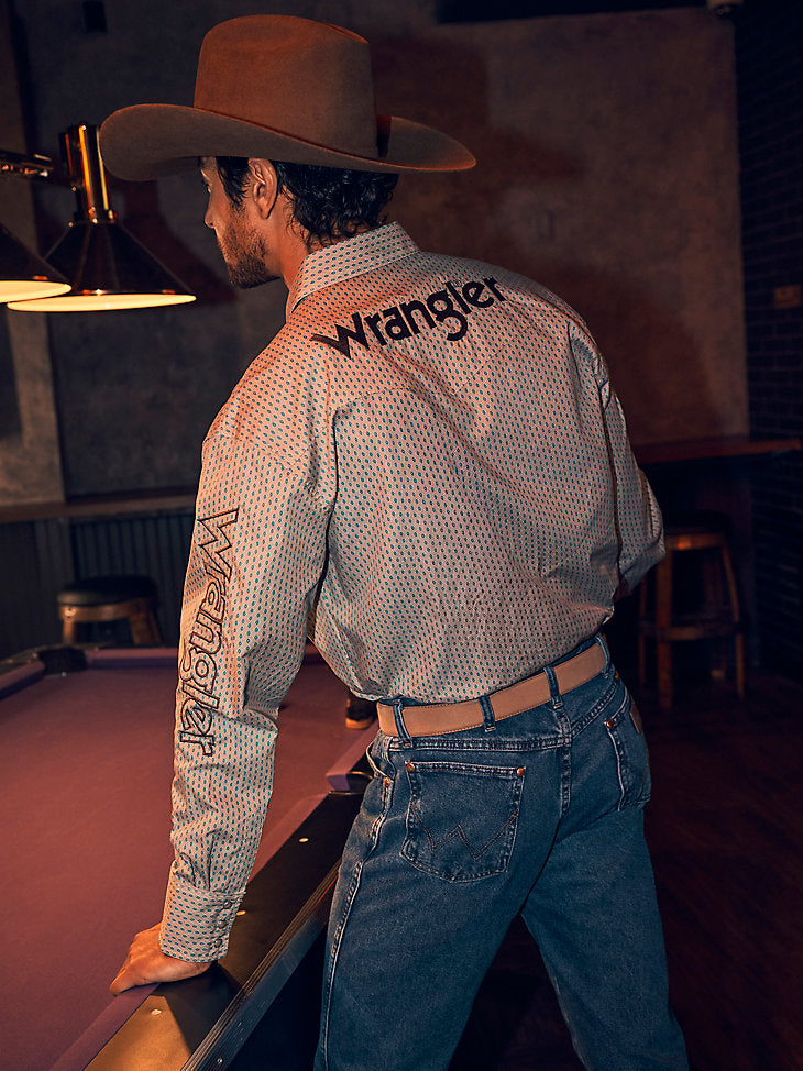 Men's Wrangler Logo Long Sleeve Western Snap Shirt