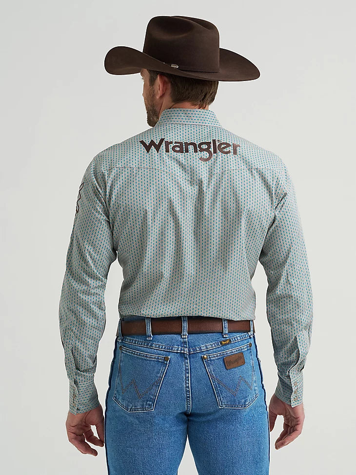 Men's Wrangler Logo Long Sleeve Western Snap Shirt