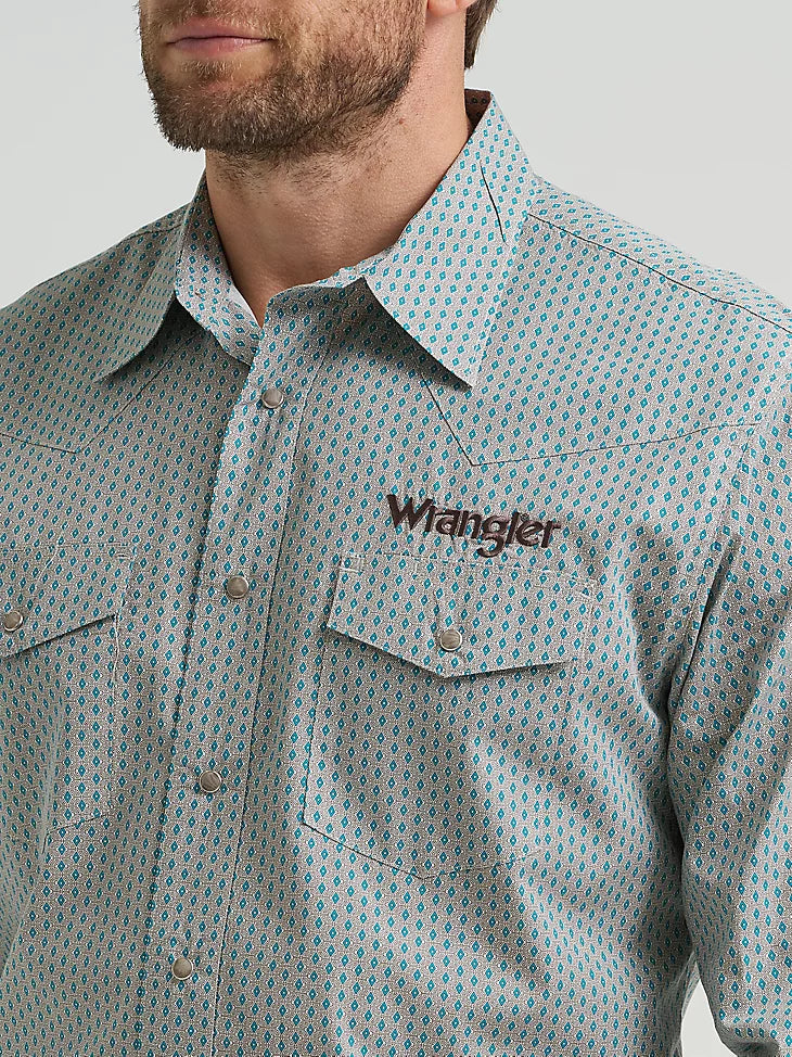 Men's Wrangler Logo Long Sleeve Western Snap Shirt