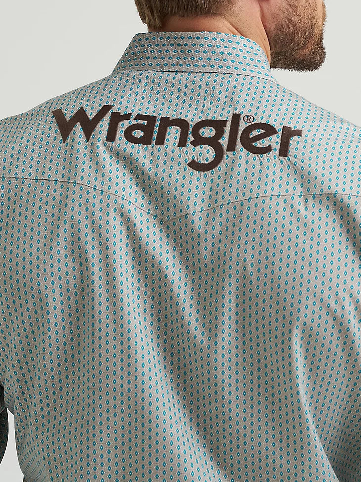 Men's Wrangler Logo Long Sleeve Western Snap Shirt