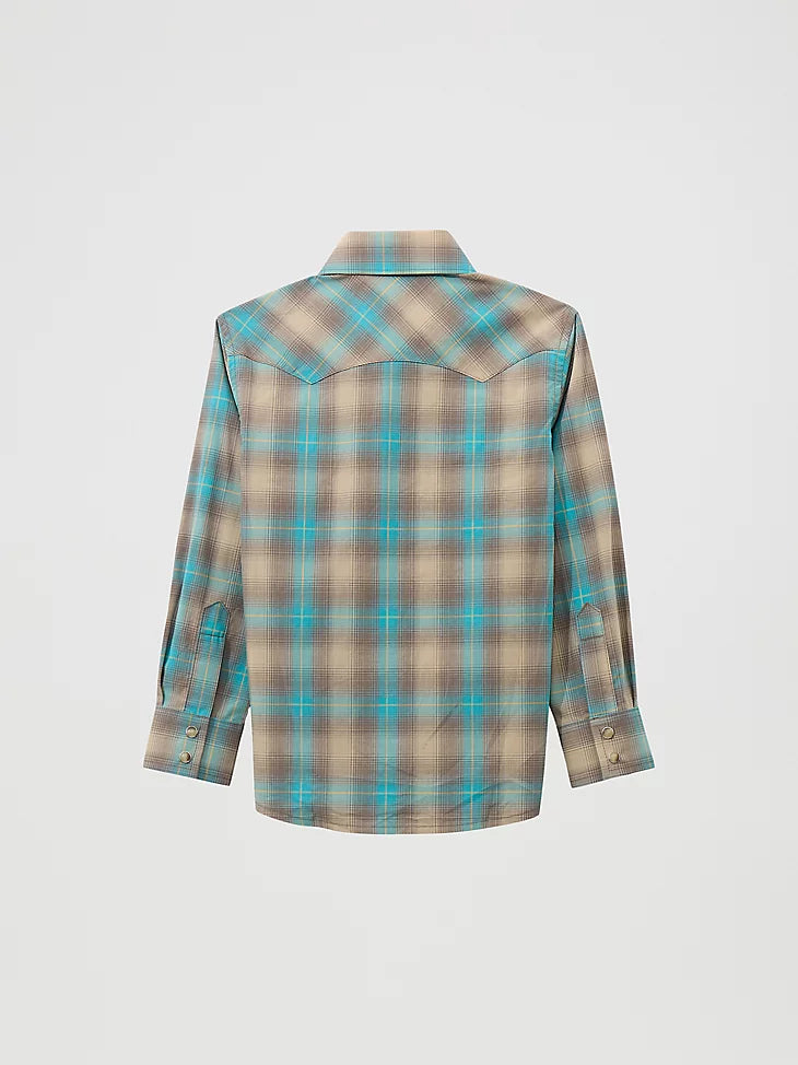 Boy's Wrangler Retro® Western Snap Plaid Shirt