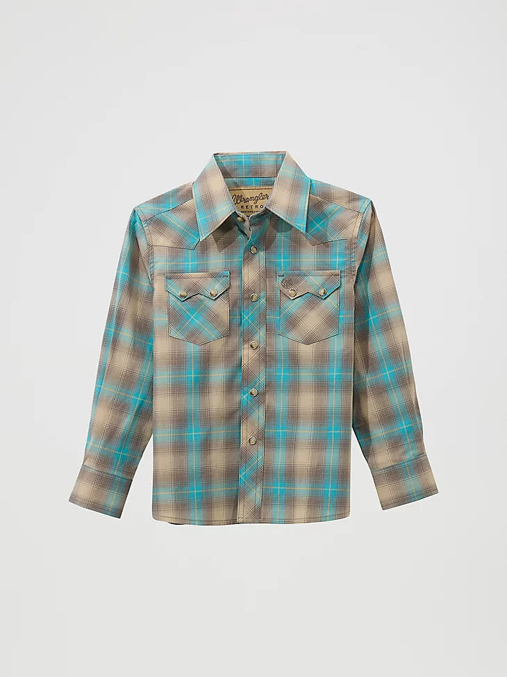 Boy's Wrangler Retro® Western Snap Plaid Shirt