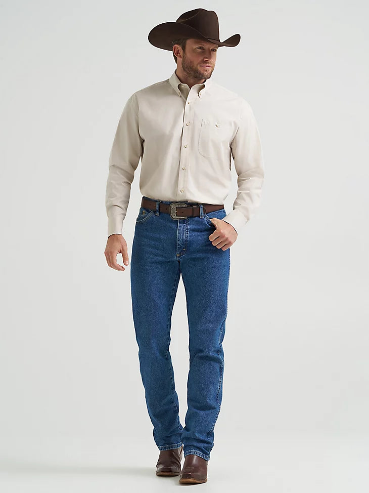 Men's Wrangler George Strait Solid One Pocket Button Down Shirt