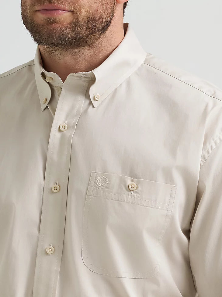 Men's Wrangler George Strait Solid One Pocket Button Down Shirt