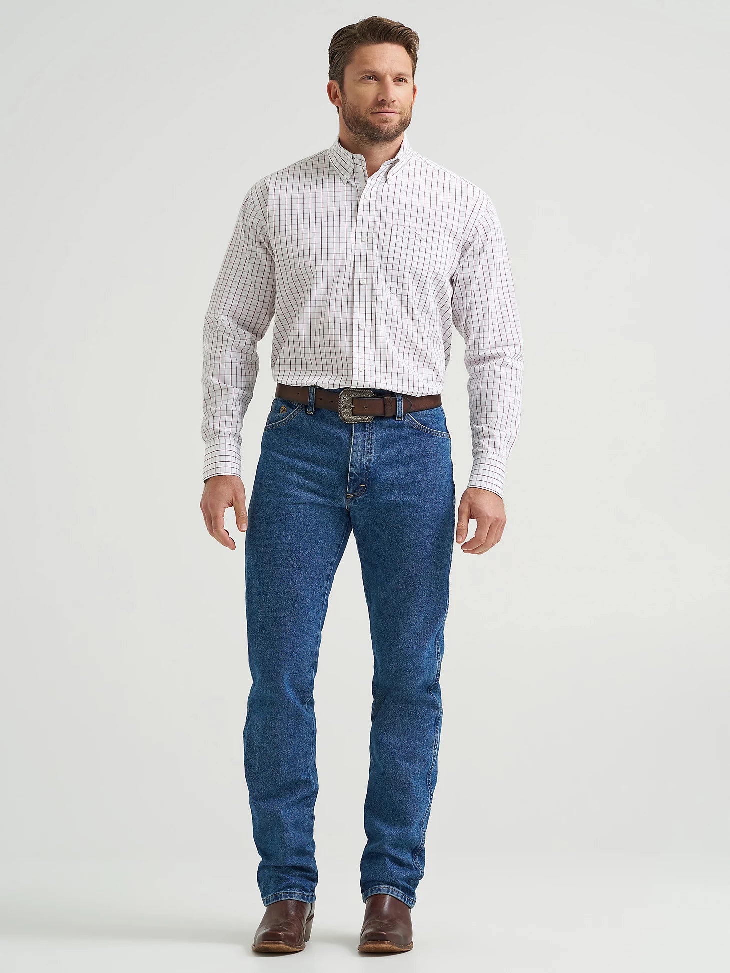 Men's Wrangler George Strait Long Sleeve Button Down One Pocket Shirt