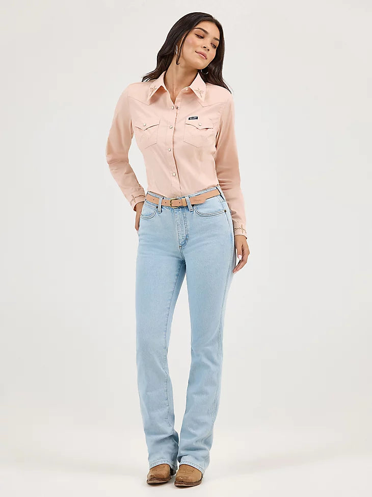 Women's Wrangler Embroidered Collar Slim Western Snap Shirt