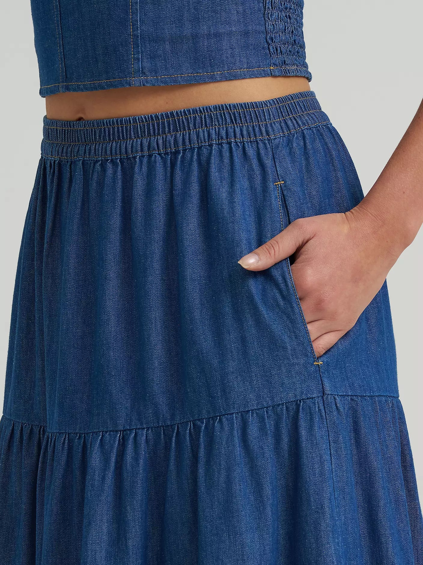 Wrangler Retro Denim Tiered Maxi Skirt