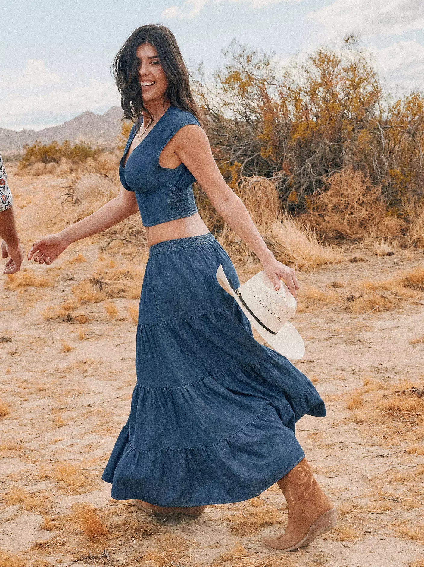 Wrangler Retro Denim Tiered Maxi Skirt
