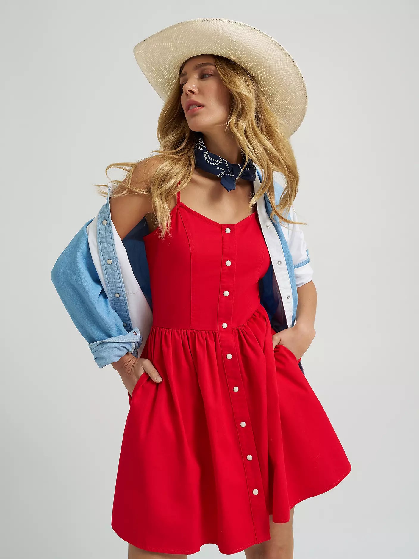 Wrangler Corset Snap Dress in Red