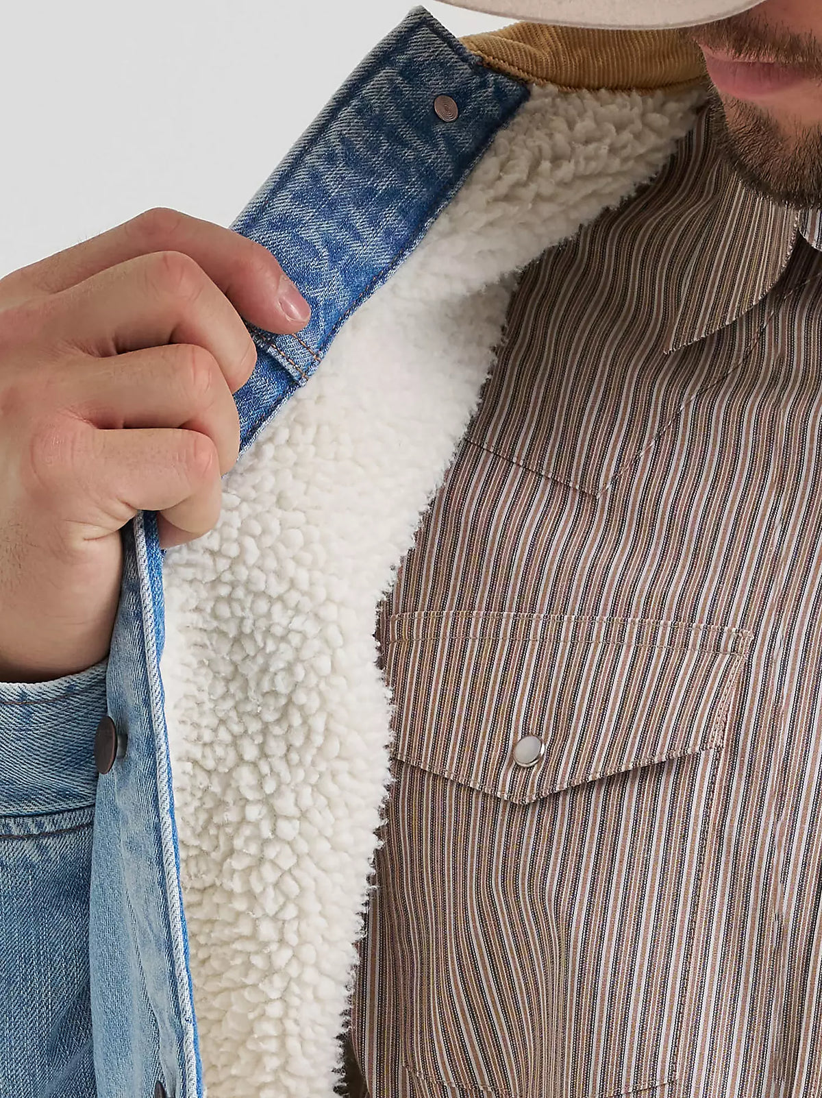 Wrangler | Men's Light Wash Sherpa Lined Denim Jacket