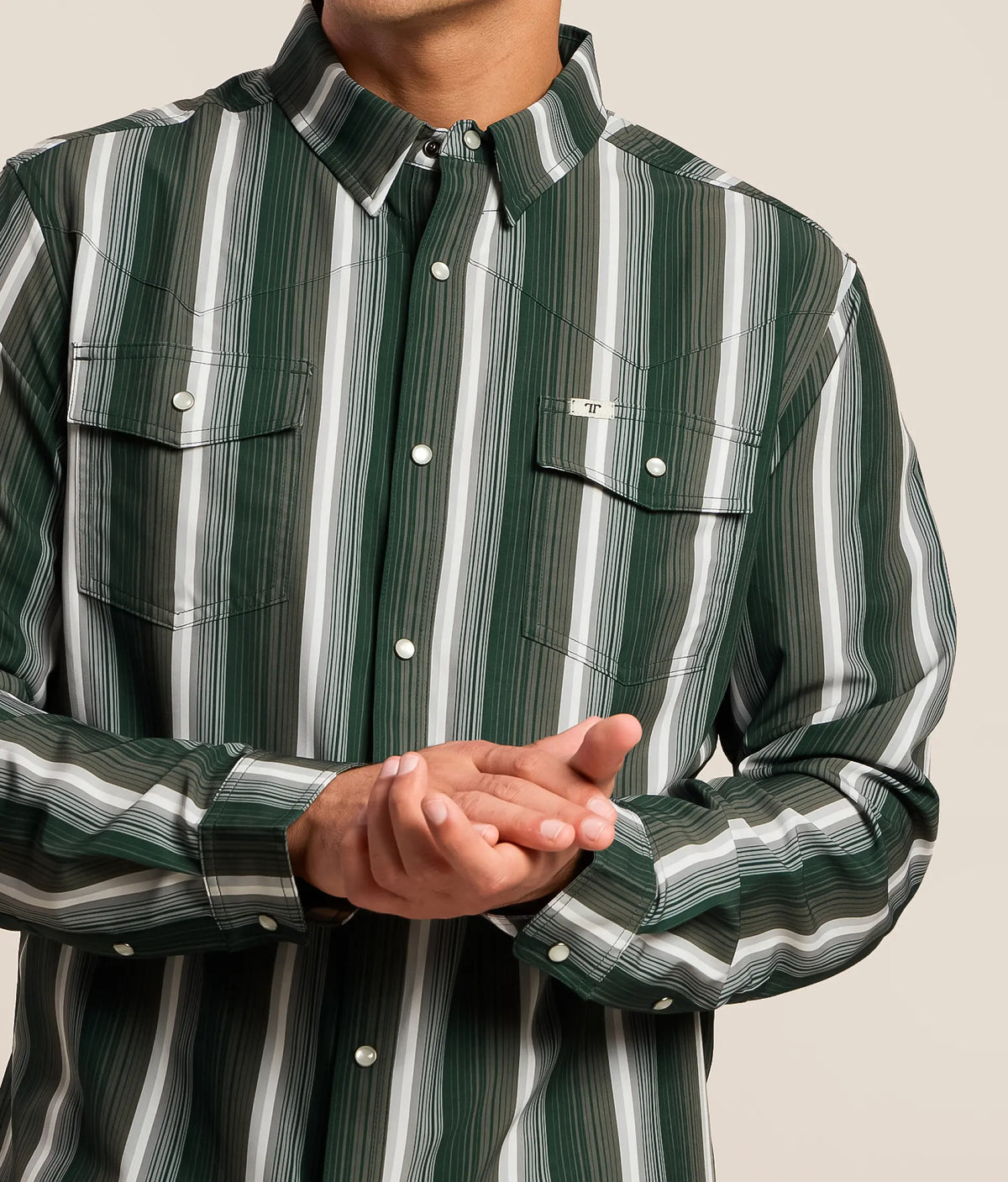 Ferrell | The Tristan in Black/Green - Long Sleeve Pearl Snap