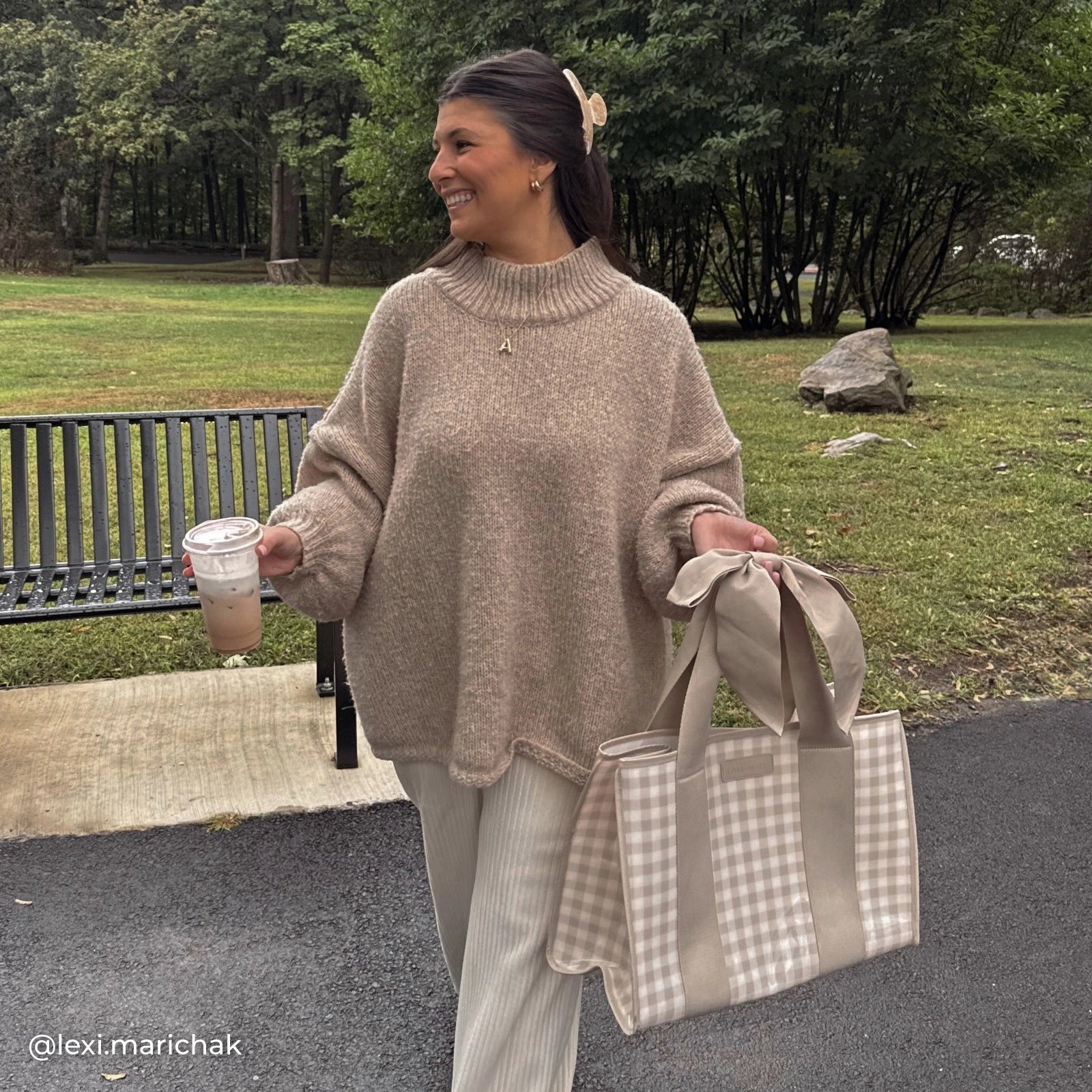 Case-Mate Bow Jelly Tote Bag - Latte Gingham