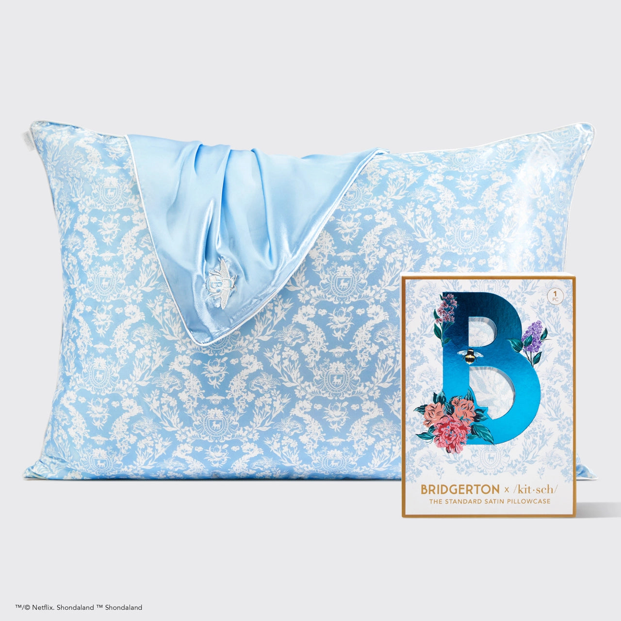 Kitsch X Bridgerton Satin Pillowcase - Toile De Blue