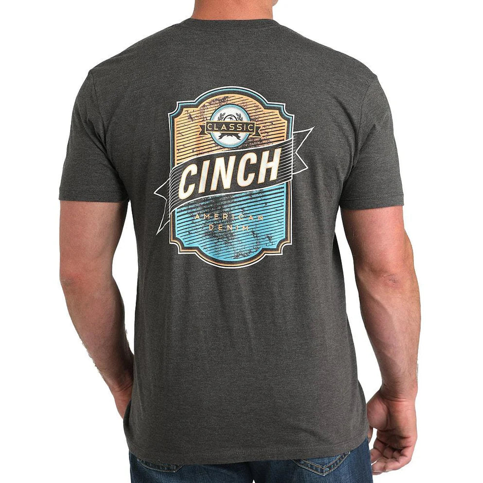 Cinch Back Logo T-Shirt in Charcoal