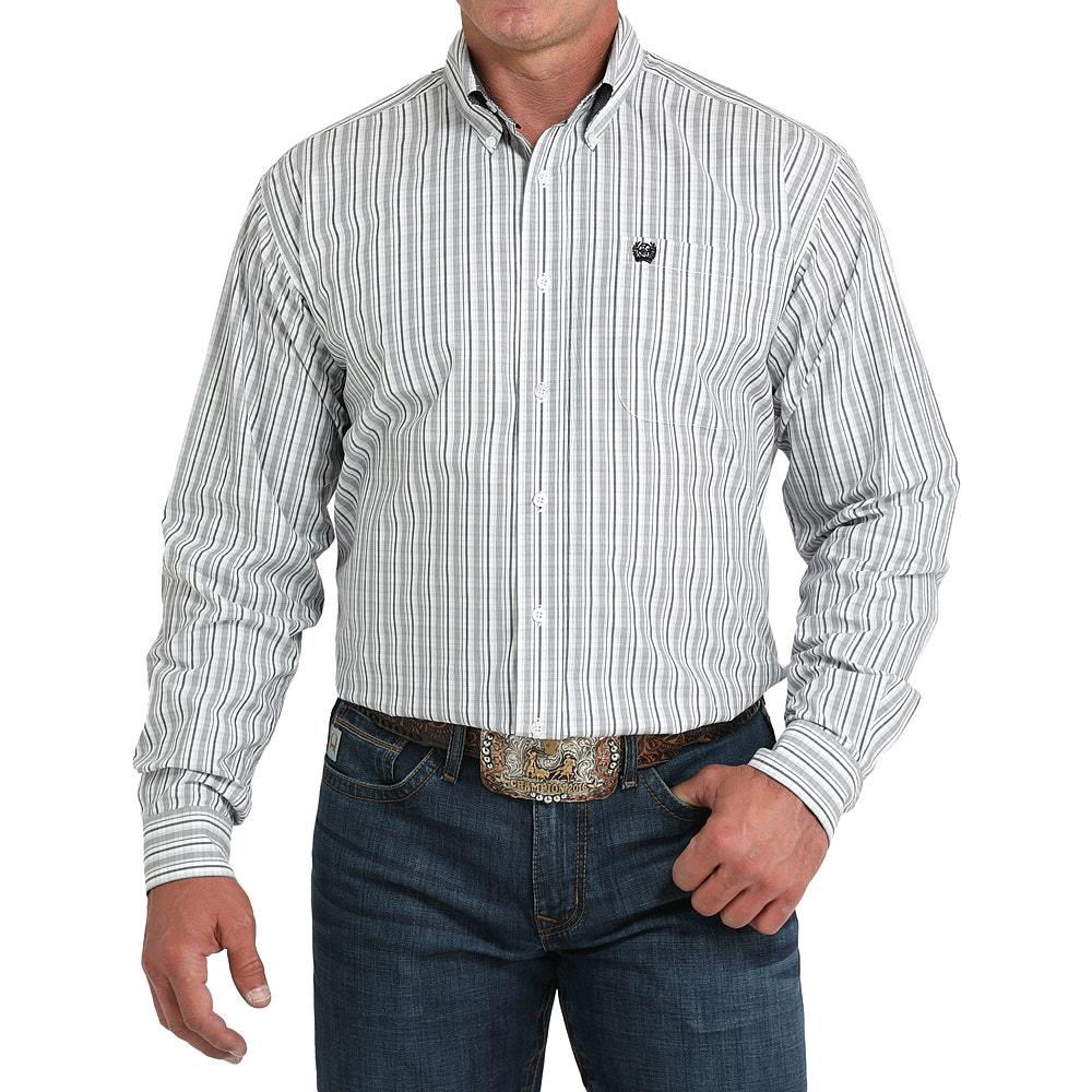 Men's Cinch White & Grey Plaid Shirt