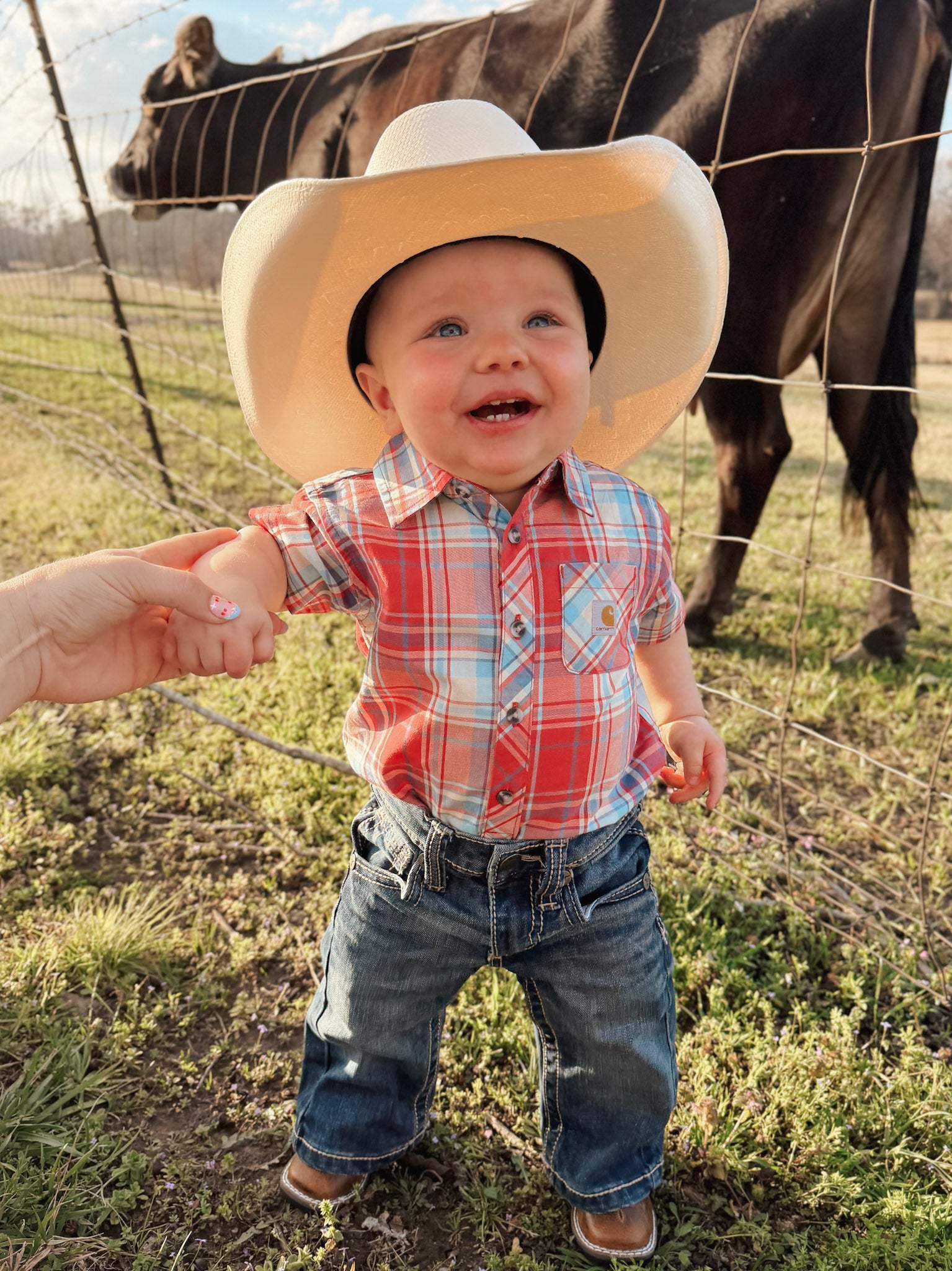 Carhartt Infant Woven Bodysuit in Red Plaid