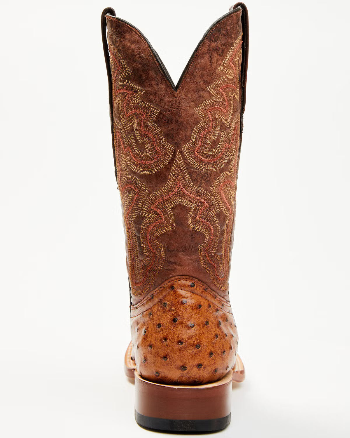 Tanner Mark Men's Ostrich Print Cognac Square Toe Boots
