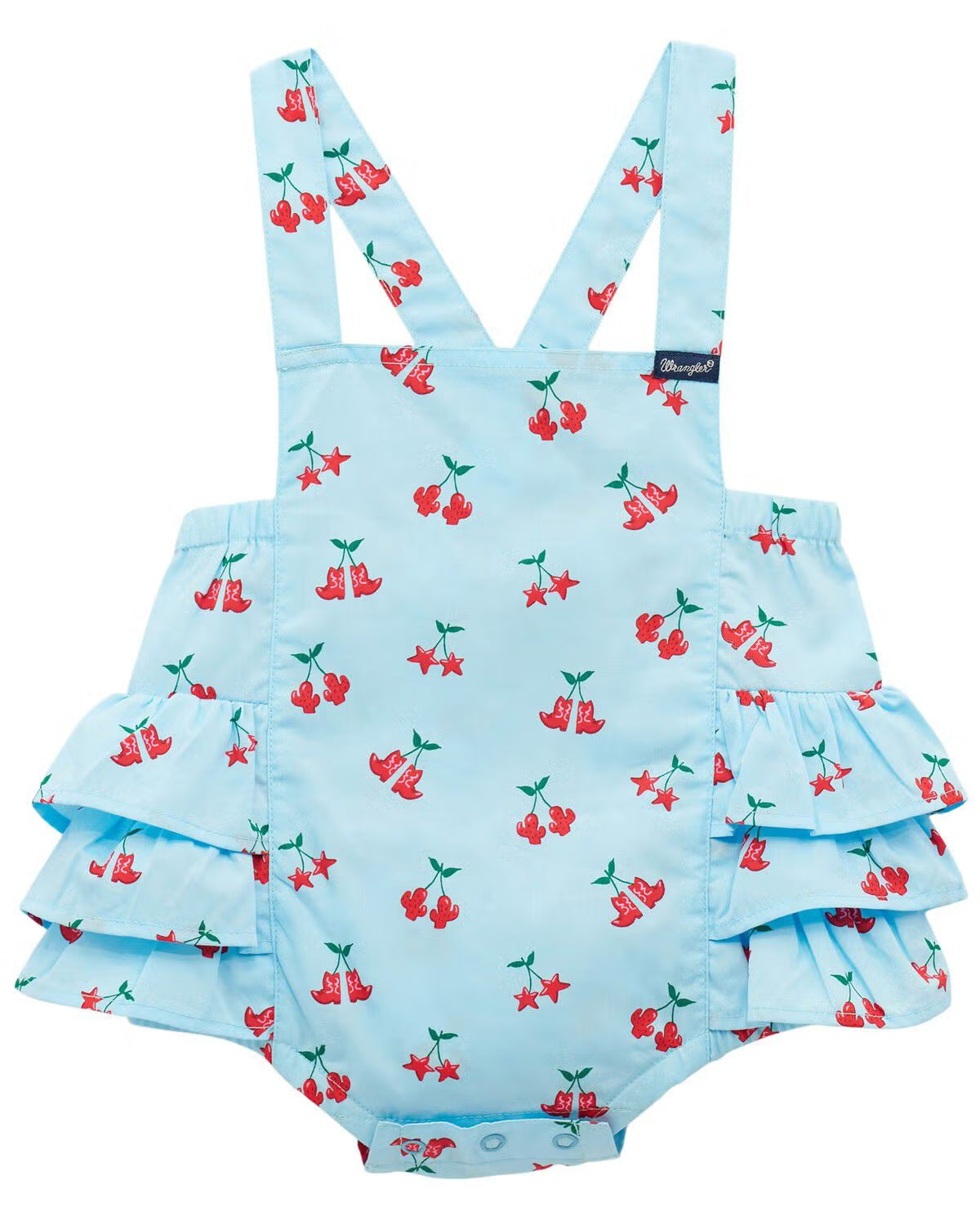 Wrangler Baby Girl Blue Cherry Boots Onesie