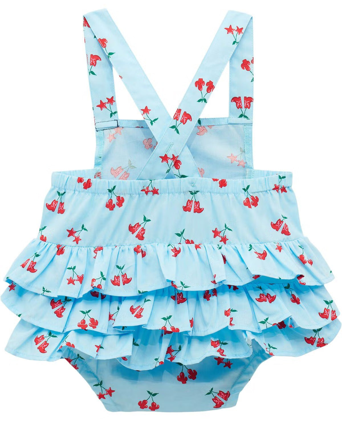 Wrangler Baby Girl Blue Cherry Boots Onesie