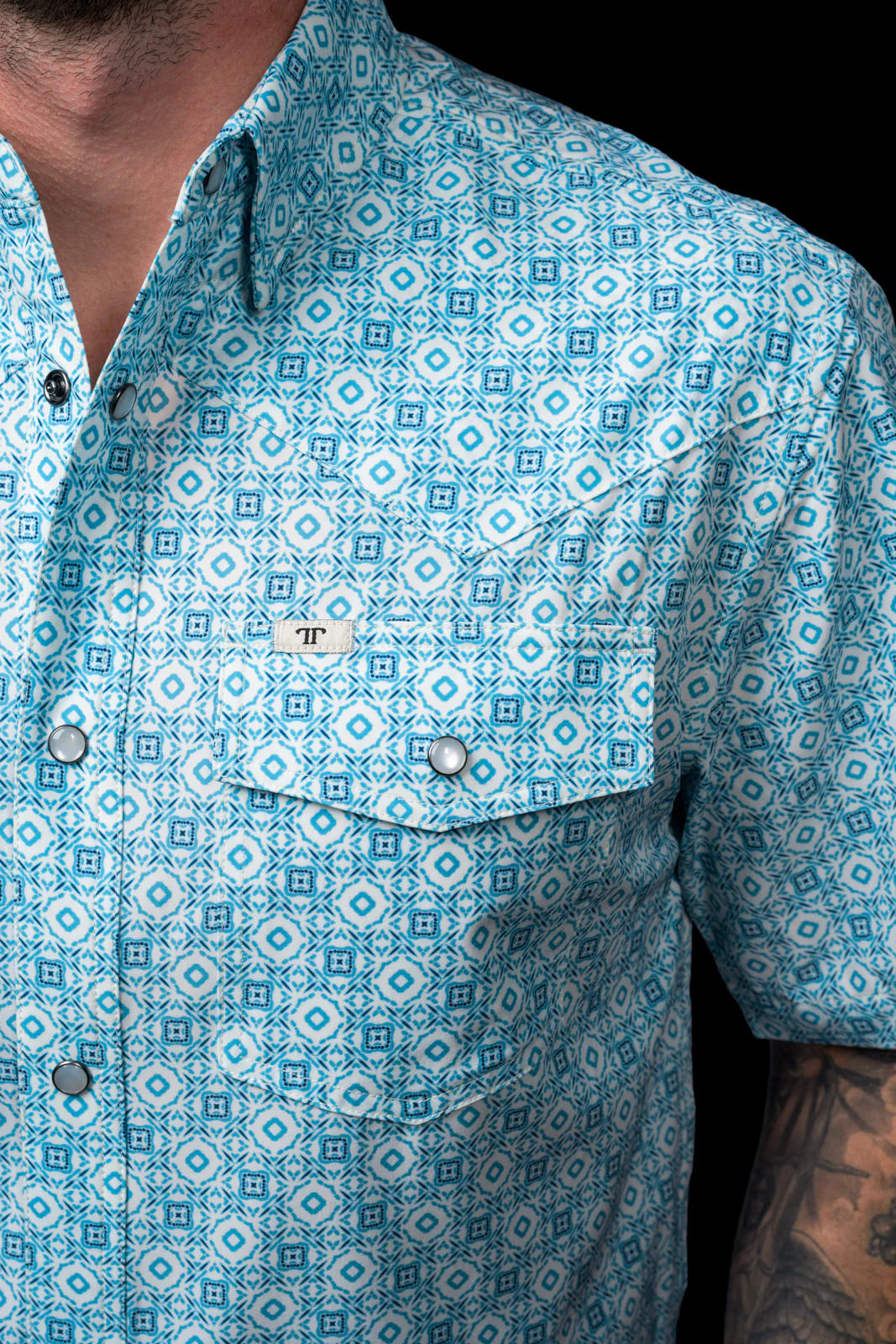 Ferrell The Cal in Blue - Short Sleeve Snap Shirt